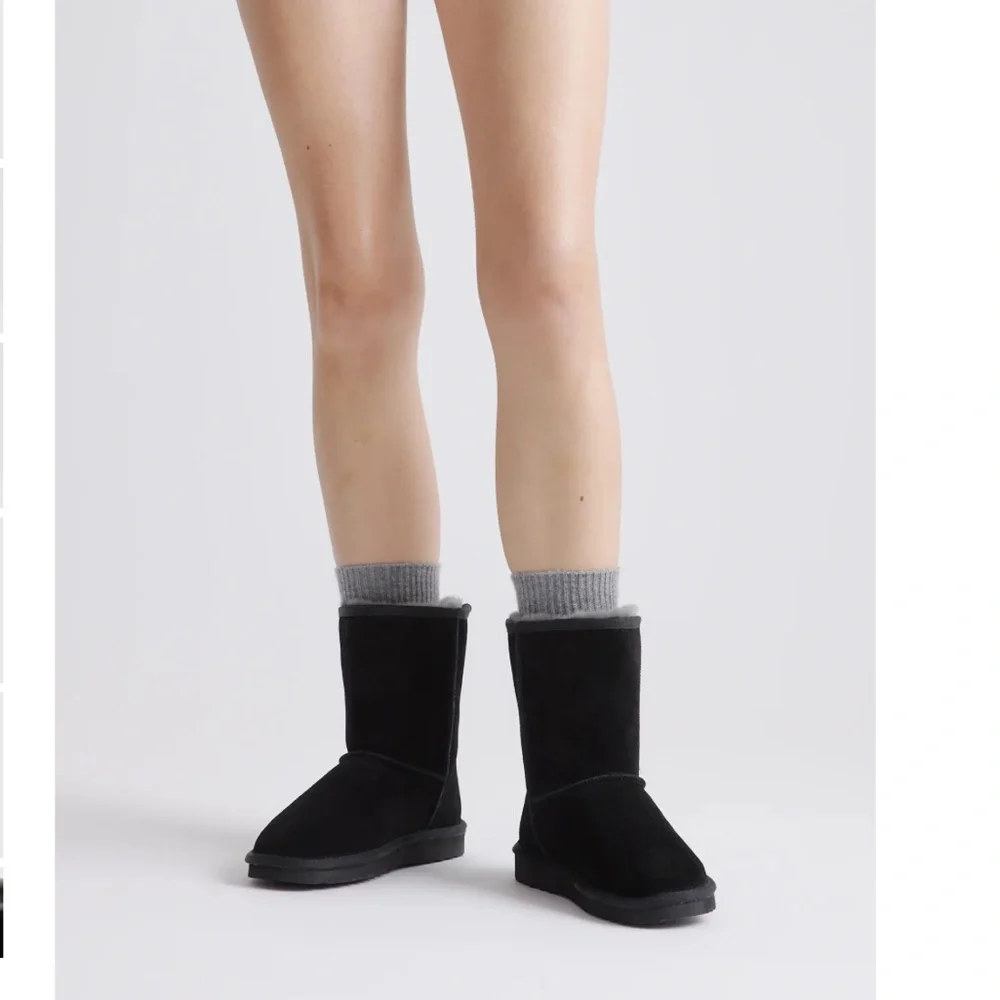 Quince Australian Shearling Mid Calf Boots Winter Black Women’s Size 7 NEW